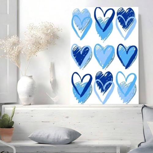 Art abstrait cœur bleu XINBAO dessin main sur toile premium