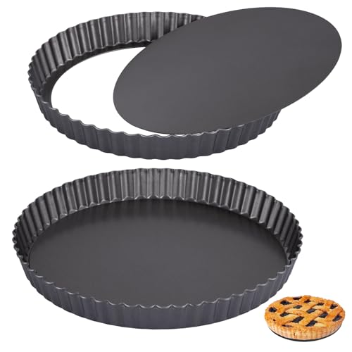 YONGIAGA Molde para Tarta Desmontable 2 Piezas (22cm+24cm) Molde Quiche Desmontable en Acero al Carbono, Antiadherente, Aptos Lavavajillas, para Tartas Dulces y Saladas