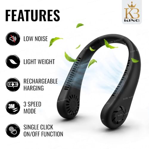 Image of Portable Neck Fan Rechargeable,Adjustable Personal Neck Fan For Summer,Travel,kitchen 360 Rotation Cooling Wearable Fan for Women & Men Outdoor /Indoor Use NF 2