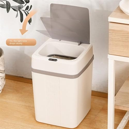 Image of House of Quirk Plastic Smart Automatic Motion Sensor Rectangular Trash Can Square 12 Litre For Bathroom, Bedroom, Kitchen, Office - White