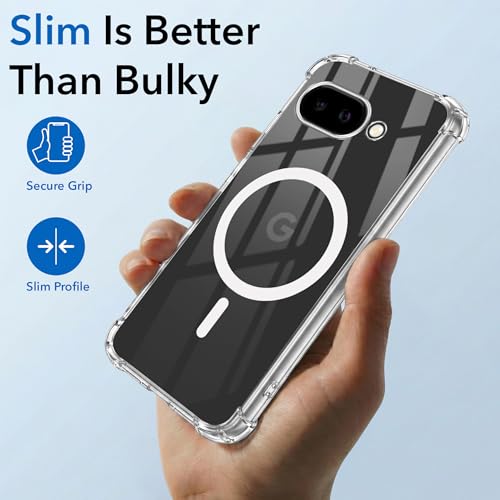 Image of Jkobi Shockproof Crystal-Clear Back Cover for Google Pixel 9A (Magsafe Wireless Support | Drop & Camera Protection | Hard Polycarbonate)