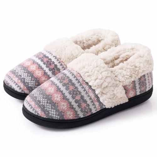 Evshine Women's Fuzzy Knit Memory Foam Slippers