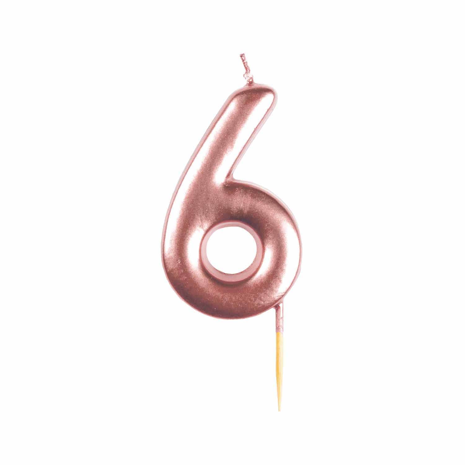 Amscan 9911551 - Metallic Rose Gold Number 6 Cake Candle