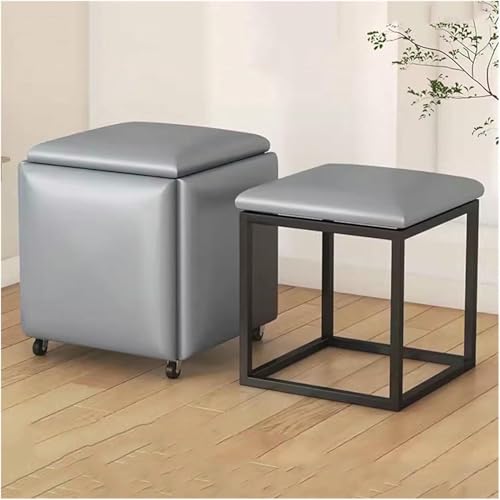 Chaise de cube ottoman modulable : 5 tabourets en cuir design