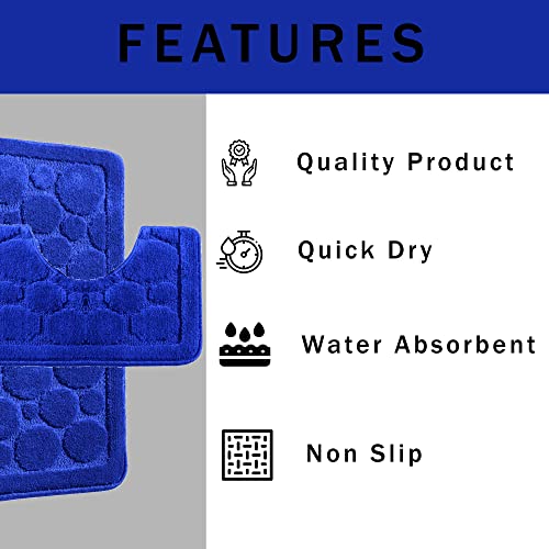 Olivia Rocco® Cali Bubbles 2 Piece Bath Mat & Pedestal Set, Non Slip Toilet Bathroom Set (Navy), Bath Mat 50 x 80 cm - Image 3