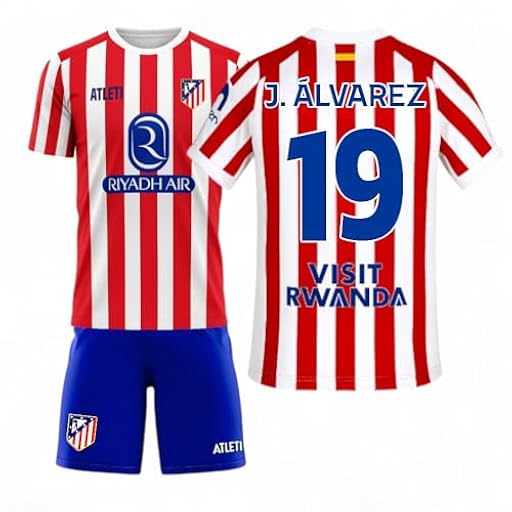 Atletico de Madrid - Camiseta Oficial 25-26 | J. Álvarez #19 | Primera Equipación | Diseño Profesional Patrocinadores Oficiales | Tallas Adulto y Niño | Unisex (FR/ES, Edad, 8 años, Regular) | Ya disponible en tu tienda friki favorita! En mundofriki.es!