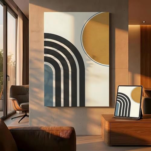 Tableau abstrait géométrique bohème grand format 60x80 déco murale salon contemporain