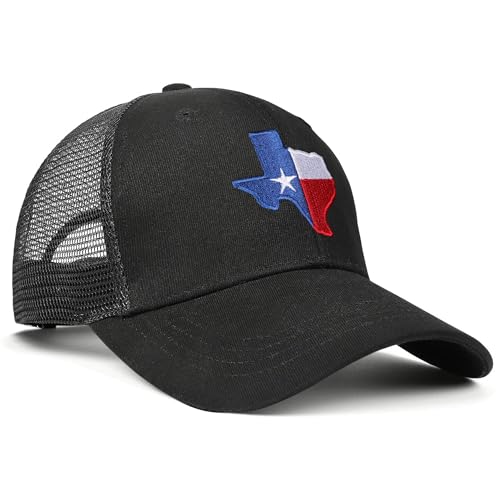 Image of Adjustable State Flag Trucker Hat Mesh Baseball Cap with Embroidered Patch for Men Women
