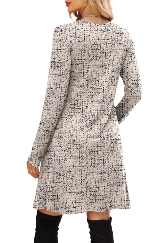 Image of OFEEFAN Long Sleeve Dress for Women Crew Neck Empire Waist Tunic Dress with Pockets