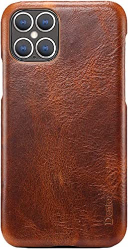 Coque iPhone 12 en cuir véritable de style rétro et ultra fin couleur marron