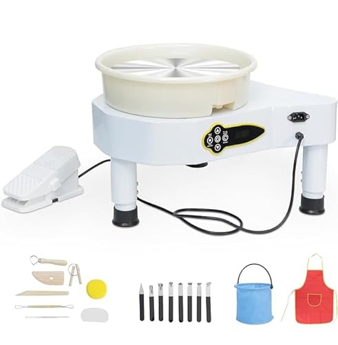 11" 350W Electric Pottery Wheel with LCD Panel Adjustable Speed Foot Pedal,Detachable Basin,Adjustable-Height Desk Legs,Clay Toolfor Kids, Adults, Beginners, Home DIY & Professional Pottery Making