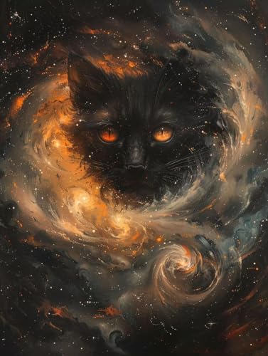 数字油絵キット 猫 数字で塗り絵 星空 完全手書き 絵画 DIY 塗り絵 手塗り 大人の子供のための ナンバーペイント初心者向け 簡単 ペイントバイナンバー アクリル レトロ クリエイティブアート ハンドメイドクラフト 玄関リビングと寝室の飾りに最高 額縁