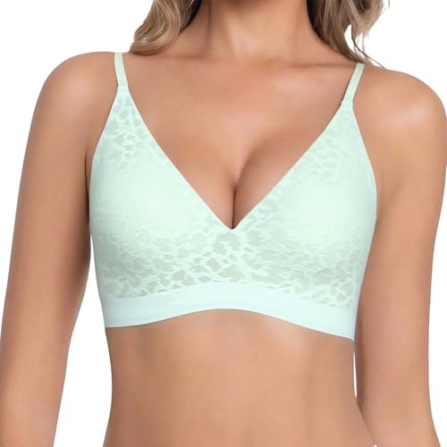 Sujetador sexy para mujer, estampado de leopardo, ropa interior push-up, cuello de pico, sujetador clásico, fitness, yoga, sujetador, cómodo, diario, ropa interior, verde menta, 38