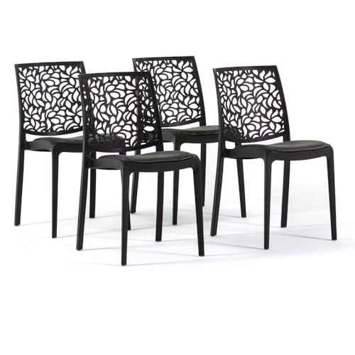 SIEDITI FUORI E DENTRO Anna Soft Lot de 4 chaises empilables en polypropylène avec fibre de verre pour intérieur, cuisine ou salle à manger, design moderne...
