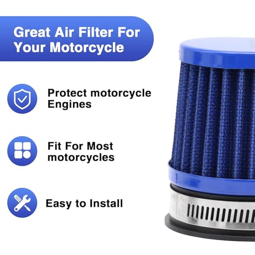 Image of 2PCS Motorcycle Air Filter Universal 42MM Replacement Engine Filter High Performance Air Filters Fit Motocross Carburetor Cleaner for Pit Bike Scooter Moped ATV (Blue 42MM)