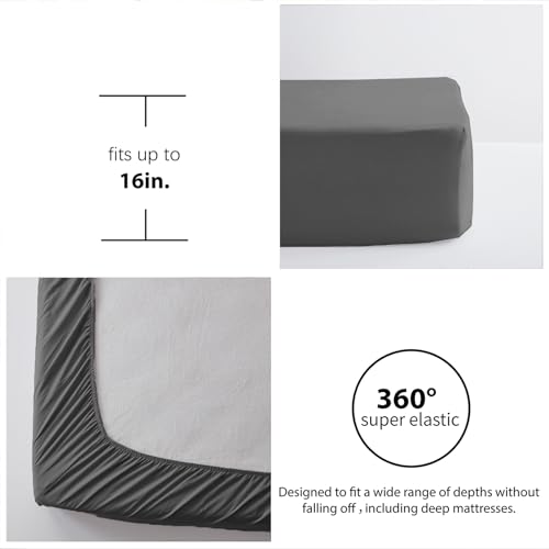 Image of Zzlpp Twin Comforter Set 5 pieces, Dark Grey Seersucker Bed in a Bag with Comforter and Sheets, All Season Bedding Sets with 1 Comforter, 1 Pillow Sham, 1 Pillowcase, 1 Flat Sheet, 1 Fitted Sheet