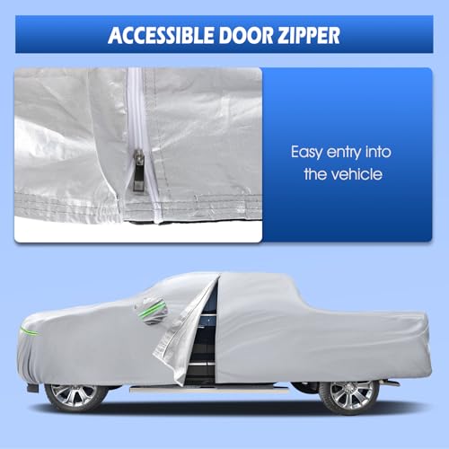 Image of Car Cover Fit for GMC Sierra 1500 Short Bed, Migaven Truck Cover Waterproof All Weather Full Exterior Cover Sun Rain Protection with Door Zipper