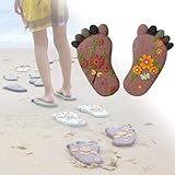 Peldaños Decorativos para Jardín Piedra de Paso para Decoración de Jardín, Piedra de Camino de Pasarela con Huella Dimensional con Patrón Floral, Piedra de Decoración Exterior Vibrante para Patio/Ca