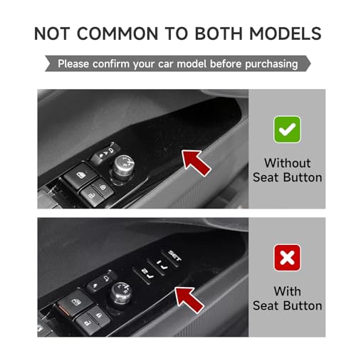 Image of Car Window Lift Cover Trim Carbon Color ABS Decal Sticker Compatible with Toyota Camry XV70 XV80 2018-2026 Accessories - for Without Seat Button ONLY
