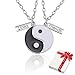 Produktbild Yin Yang Taichi kette Anhänger Silber für Paar Pärchen,2 Stück Freundschaftsketten ying yang Haslkette mit Gravur Best Friends,Schmuck Partnerketten für beste Freunde,Liebhaber und Couple Geschenke