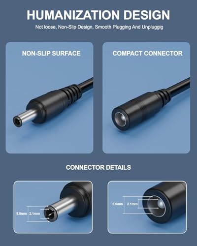Image of 5 Pair Ultra Thick DC Power Connector Set, 12V 5A Male & Female Screw Terminal Adapter, 5.5mm x 2.1mm Solderless Barrel Jack for High-Power CCTV Security Camera, LED Strips & DVR
