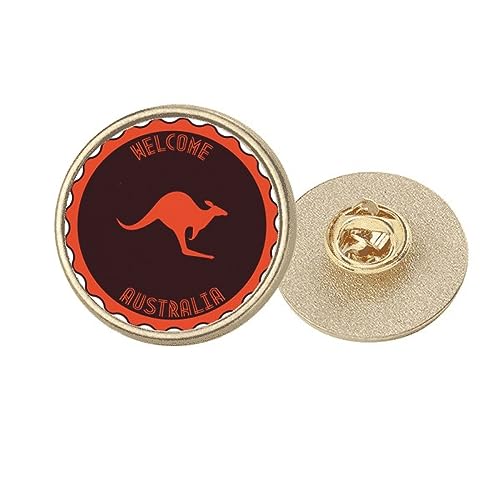 Broche Kangourou Australie ronde dorée pour accessoiriser vos vestes et sacs