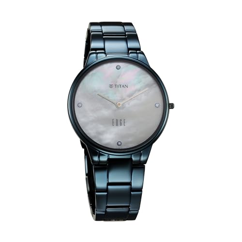Image of EDGE Titan Metal Ladies Allure Quartz Analog Rich Mother of Pearl Dial Stainless Steel Strap Watch for Women-2734QM01