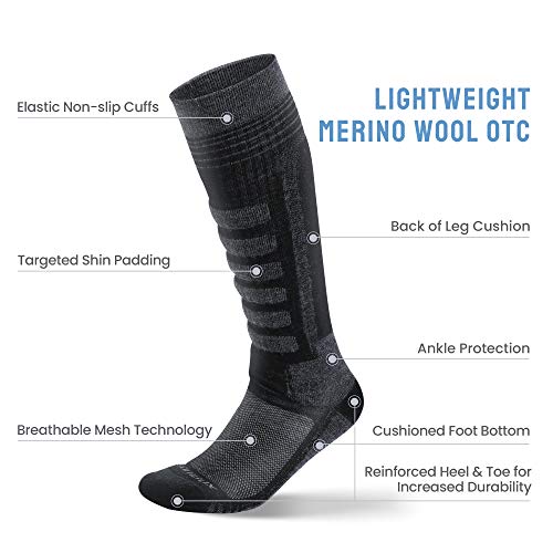 SAMSOX 2-Pair Merino Wool Ski Socks, Made in USA Over-the-Calf Skiing and Snowboarding Socks for Men & Women (Ashland)3