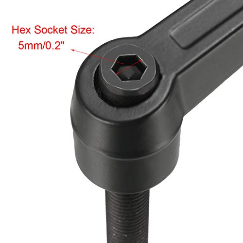 Image of uxcell M10 x 50mm Handle Adjustable Clamping Lever Thread Push Button Ratchet Male Threaded Stud Knobs Locking Rotating Screw Handles Quick Release Bolt Black 3pcs