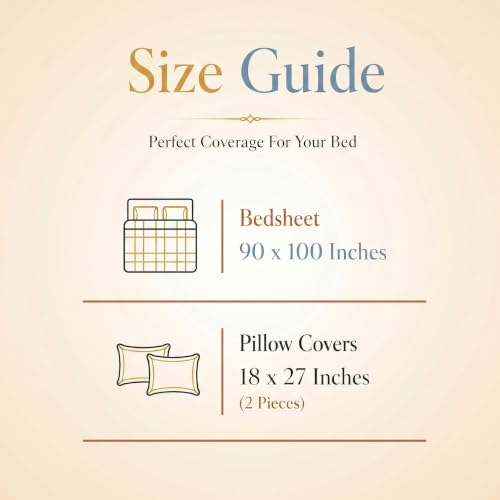 Image of BSB HOME 240 TC Cotton Feel Bedsheet with 2 Pillow Covers, Soft & Breathable Printed Double Bed Sheet for Bedroom, Fade Resistant & Easy Care - 90 x 100 Inches (228 x 254 cm) - Chambray Blue Plaid