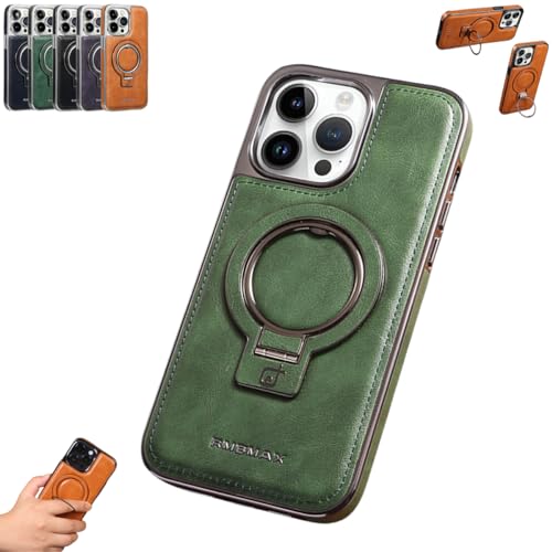 Étui invisible en cuir de luxe pour iPhone 15 Pro Max vert antichoc