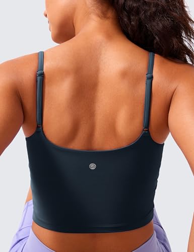Image of CRZ YOGA Butterlift Scoop Neck Crop Tank Top | Medium Support, Removable Pads, Yoga, Buttery Soft, Adjustable U Back, Longline Sports Bras for Women