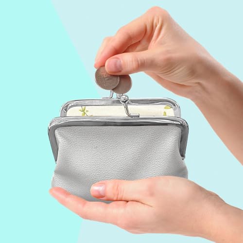 ELNX Porte-Monnaie en PU pour Femme, avec Fermoir à Pression, Style Vintage, pour clés, Cartes de crédit, pièces de Monnaie, écouteurs (Argent) – vue 5