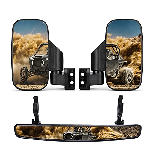 KEMIMOTO UTV Side Mirrors and Rear Center Mirror with 1.5' to 2' Roll Bar Cage Compatible with...