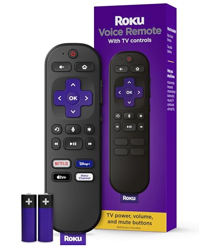 Roku Voice Remote | Replacement TV Remote Control with Voice Control, Simple Setup, & Pre-Set App Shortcuts - Compatible with Roku TV, Players, & Audio Devices