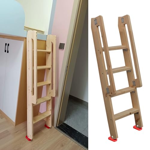 Escalera de madera para litera, loft y ático de 125 cm con ganchos