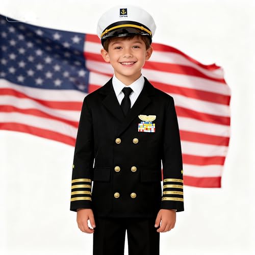 Disfraz Completo Capitán de Barco Infantil Azul Marino miniatura 3