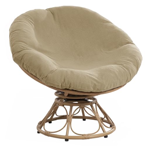 HOMBYS Cover for Papasan Cushion, Soft Slipcover Only (Without Cushion), Removable and Machine Washable Chair Covers with Elastic Closure (Fits 48-50 inch, Light Khaki)