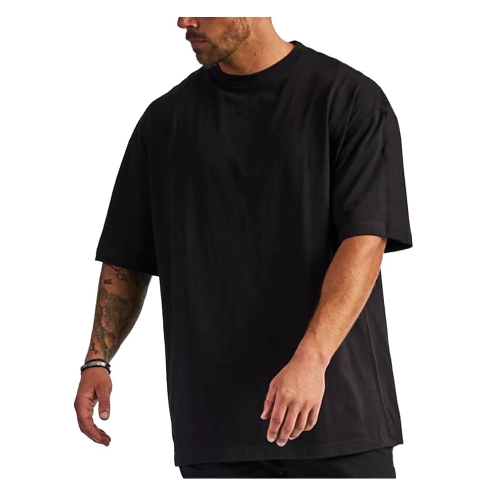 Men's T-Shirts Cotton Gym T Shirts Street Wear Tshirt Oversized Drop Shoulder T-Shirt