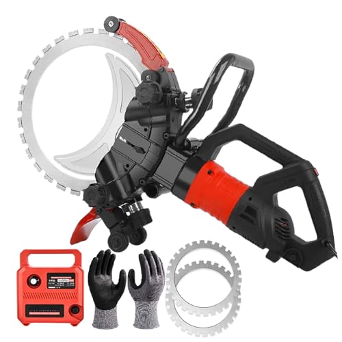 Sushangmao Sierra Toroidal para Hormigón De 16 Pulgadas, Motor De Cobre Puro De 8980 W Y 3000 RPM | Profundidad De Corte De 11.4 Pulgadas, Sierra Cortadora Ring Power con 2 Hojas Y Guante