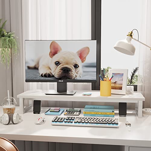 YAOHUOO Dual Monitor Stand Riser, 39Inch Large Monitor Stands for 2 Monitors, Computer Monitor Stand, Wooden Desktop Oraganizer Shelf for Office Desk Computer,Laptop,TV by YAOHUOO - Image 3