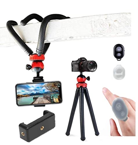 Image of Zety 12 Inch Height 360 Rotating Ball Head Gorilla Tripod | Tripod for All Devices with Holder & Bluetooth Shutter Button (Gorilla Tripod + Shutter Remote + Holder)