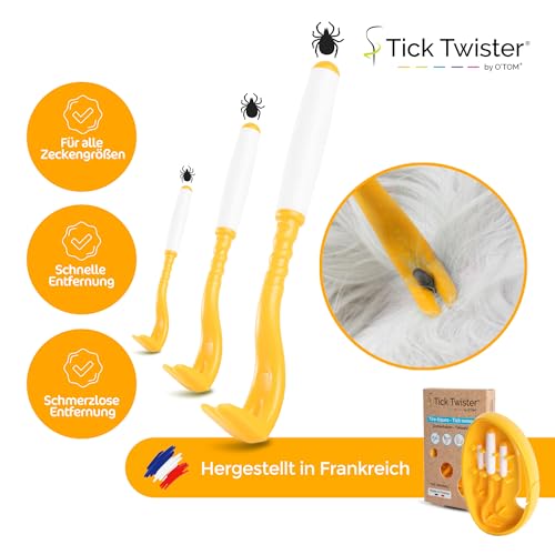 Tick Twister 3 Zeckenhaken für Hunde, Katzen und Menschen – Zeckenzange 3er Set mit Aufbewahrungsbox Sicheres Entfernen ohne Schmerzen – Ideal für Outdoor-Aktivitäten (Orange, 1er-Set)
