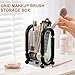Buwico Makeup Brush Organizer, Plastic Cosmetic Brushes Storage Holder for Vanity, Cosmetic Brush Storage Box with 4 Compartment for Dresser, Pencil Cup