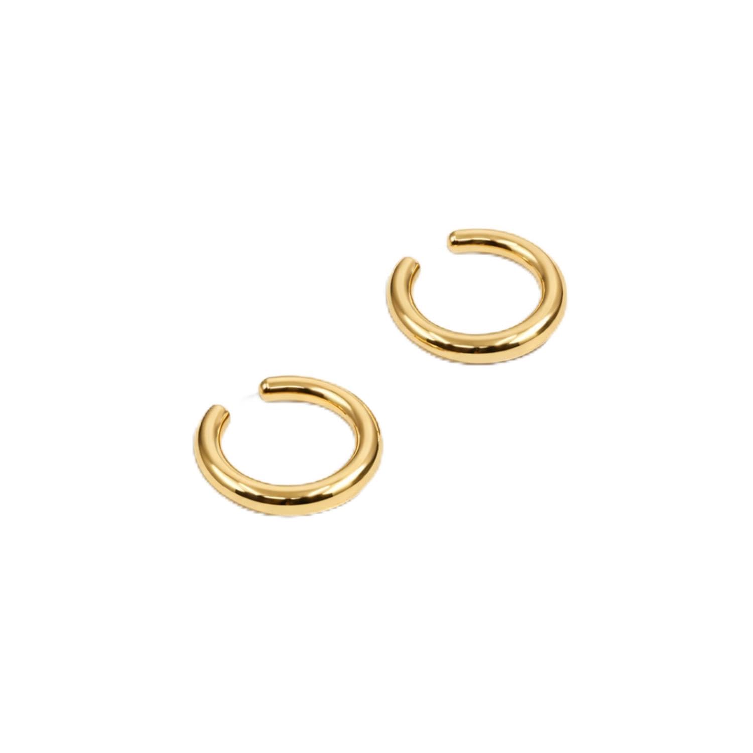 vama FASHIONS 18K Gold Plated Stainless Steel Anti Tarnish Round Plain Without Piercing Clip on Hoop Ear Cuff Lightweight Upper Earrings Jewelry for Men & Boys-picture-37