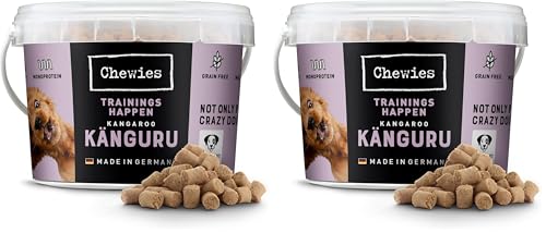 Chewies Trainingshappen Känguru - Monoprotein Snack für Hunde - 300 g - getreidefrei & zuckerfrei - Softe Leckerlies fürs Hundetraining - hypoallergen (Packung mit 2)