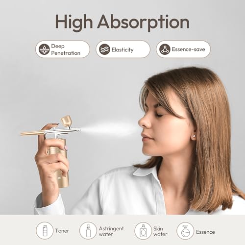 Airbrush Kit with Compressor 30PSI Portable Airbrush Gun Rechargeable Handheld Cordless Air Brush for Nails Art, Painting, Cake Decor, Cookie, Mode, Makeup, Barber (Gold) - Thumbnail 6