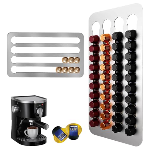 Portacapsule Caff&egrave; Con Adesivo - Organizzatore Per Cialde Da 54 Pezzi, Bianco