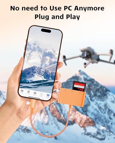 Image of SD Card Reader for iPhone iPad Camera with USB C, Dual Card Slot USB Memory Card Reader Supports SD /TF Card Trail Camera Viewer SD Card Adapter Portable Micro SD Card Reader No App Plug and Play