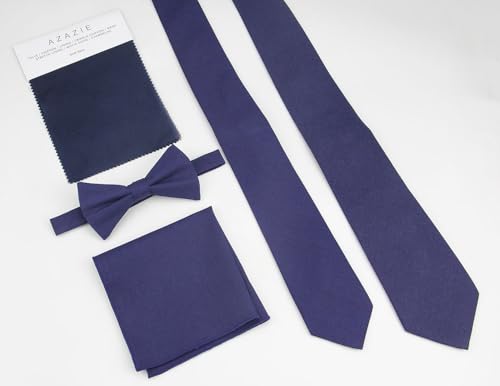 Image of Mens Linen Tie Set - Solid Necktie with Pocket Square